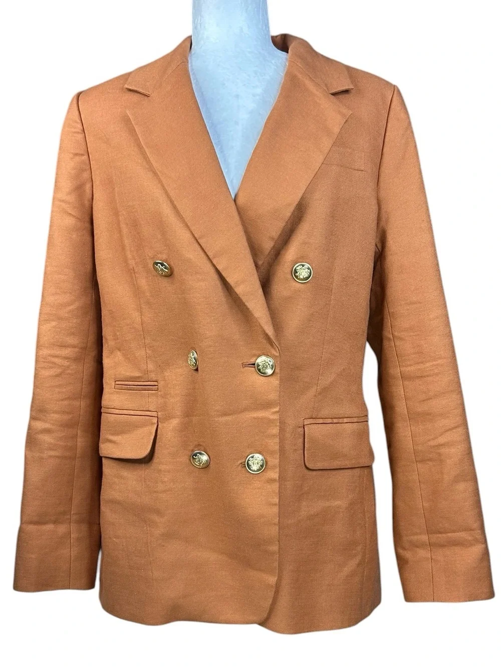 J. Crew Double Breasted Bristol Blazer 10 Pale Clay Linen Blend Preppy Old Money